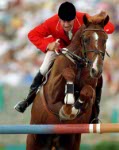 Canada's Mac Cone rides Elute in the equestrian event at the 1996 Olympic games in Atlanta. (CP Photo/COA/Mike Ridewood)