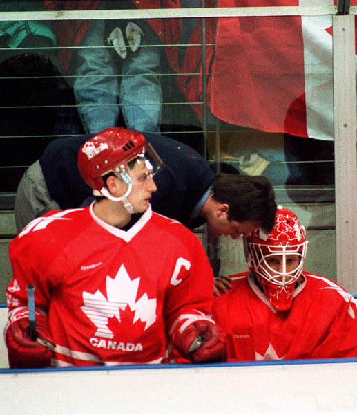 Canada's Tom Renney coaches the men's hockey team at the 1994 Winter Olympics in Lillehammer. (CP Photo/COA/Claus Andersen)