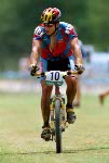Canada's Andreas Hestler competes in the cross country cycling event at the 1996 Atlanta Summer Olympic Games. (CP PHOTO/COA/Mike Ridewood)