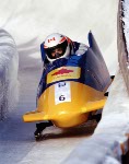 Canada's Robert Wilson and Joe Kilburn compete in the two-man bobsleigh event at the 1980 Lake Placid Winter Olympics. (CP PHOTO/ COA)