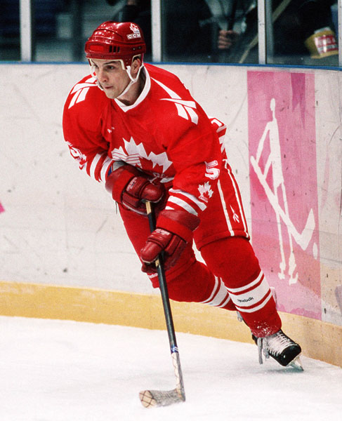 Canada's Brad Werenka competes in hockey action at the 1994 Winter Olympics in Lillehammer. (CP Photo/COA/Claus Andersen)