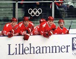 Canada's Tom Renney (left) and Dany Dube coaching the men's hockey team at the 1994 Winter Olympics in Lillehammer. (CP Photo/COA/Claus Andersen)