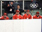 Canada's Dany Dube coaching the men's hockey team at the 1994 Lillehammer Winter Olympics. (CP PHOTO/ COA)