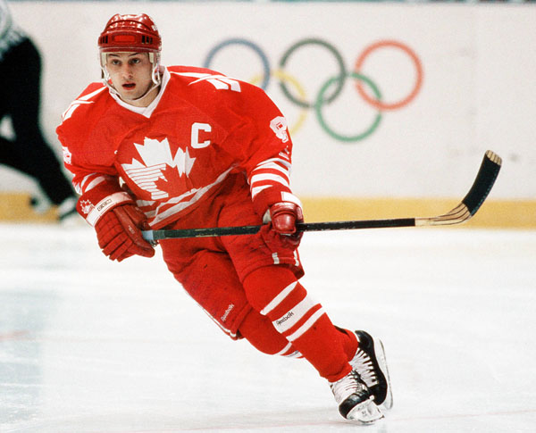 Canada's Fabian Joseph competes in hockey action at the 1994 Winter Olympics in Lillehammer. (CP Photo/COA/Claus Andersen)