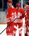 Canada's Chris Kontos competes in hockey action against Sweden at the 1994 Winter Olympics in Lillehammer. (CP Photo/COA/Claus Andersen)