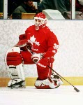 Canada's Manny Legace participates in hockey action at the 1994 Winter Olympics in Lillehammer. (CP Photo/COA/Claus Andersen)