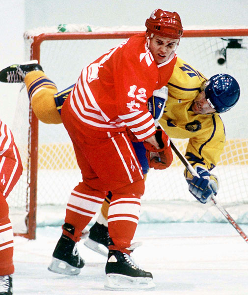 Canada's Greg Johnson competes in hockey action at the 1994 Winter Olympics in Lillehammer. (CP Photo/COA/Claus Andersen)