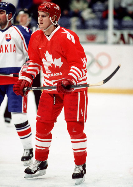 Canada's Brian Savage competes in hockey action at the 1994 Winter Olympics in Lillehammer. (CP Photo/COA/Claus Andersen)