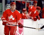 Canada's Brian Savage competes in hockey action at the 1994 Winter Olympics in Lillehammer. (CP Photo/COA/Claus Andersen)