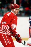 Canada's David Harlock participates in hockey action at the 1994 Winter Olympics in Lillehammer. (CP Photo/COA/Claus Andersen)