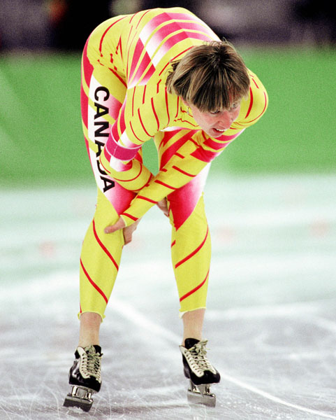 Canada's Ingrid Liepa participates in the long track speed skating event at the 1994 Lillehammer Winter Olympics. (CP Photo/ COA/F. Scott Grant)