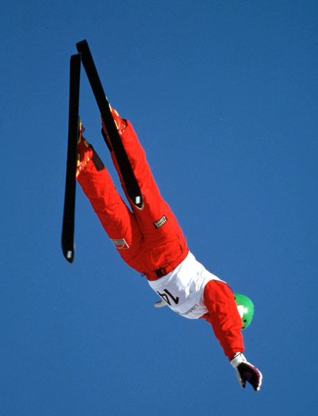 Canada's Caroline Olivier competes in the women's freestyle ski aerials event at the 1994 Lillehammer Winter Olympics. (CP Photo/COA/ F. Scott Grant)