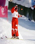Canada's Bronwen Thomas competes in the women's freestyle ski moguls event at the 1994 Lillehammer Winter Olympics. (CP Photo/COA/ F. Scott Grant)
