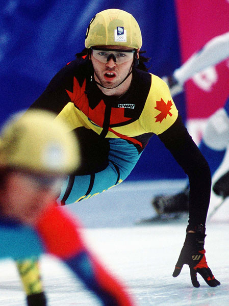 Canada's Fred Blackburn competes in the short track speed skating event at the 1994 Lillehammer Winter Olympics. (CP Photo/ COA/F. Scott Grant)