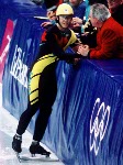 Canada's Isabelle Charest competes in the short track speed skating event at the 1994 Lillehammer Winter Olympics. (CP Photo/ COA/F. Scott Grant)