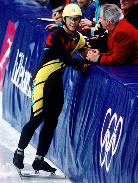 Canada's Derek Campbell participates in the short track speed skating event at the 1994 Lillehammer Winter Olympics. (CP Photo/ COA/F. Scott Grant)