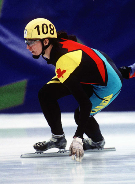 Canada's Sylvie Daigle competes in the short track speed skating event at the 1994 Lillehammer Winter Olympics. (CP Photo/ COA/F. Scott Grant)