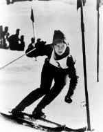 Canada's Anne Heggtveit competes in the slalom alpine ski event on her way to a gold medal at the 1960 Squaw Valley Olympics. (CP Photo/COA)