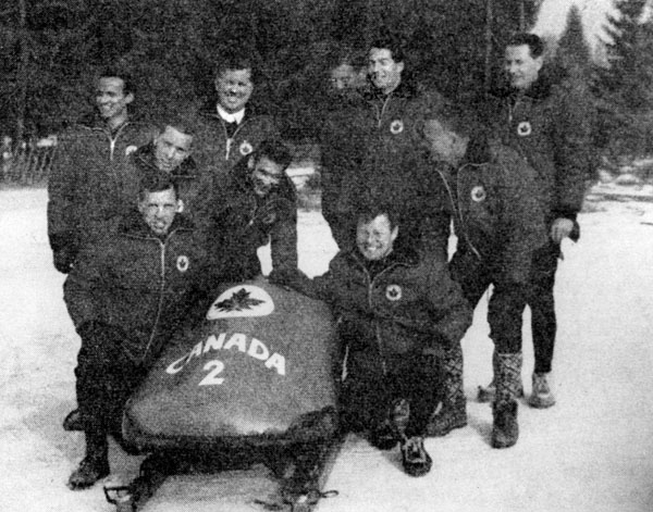 Canada's bobsleigh team participates at the 1964 Innsbruck winter Olympics. (CP Photo/COA)