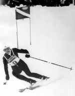 Canada's Laurie Kreiner and Nancy Greene (right) participate at the 1972 Sapporo winter Olympics. (CP Photo/COA)