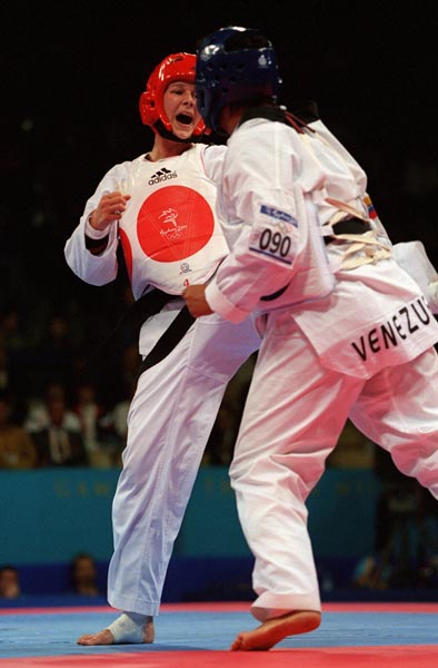 Canada's Dominique Bosshart competing in the Taekwondo portion of the Sydney 2000 Olympic Games(CP PHOTO/ COA)