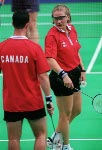 Canada's Milane CLoutier and Bryan Moody play a set of mixed doubles badminton at the 2000 Sydney Olympic Games. (CP Photo/ COA)