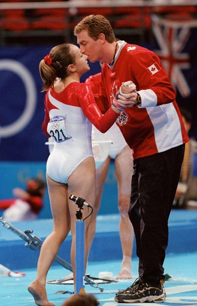 Canada's Julie Beaulieu and her coach at the 2000 Sydney Olympic Games. (CP Photo/ COA)