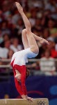 Canada's Kate Richardson of Coquitlam, B.C. performs during the floor exercise final at the 2004 Summer Olympic Games in Athens, Greece, Monday, August 23, 2004. (CP PHOTO/COC/Andre Forget)