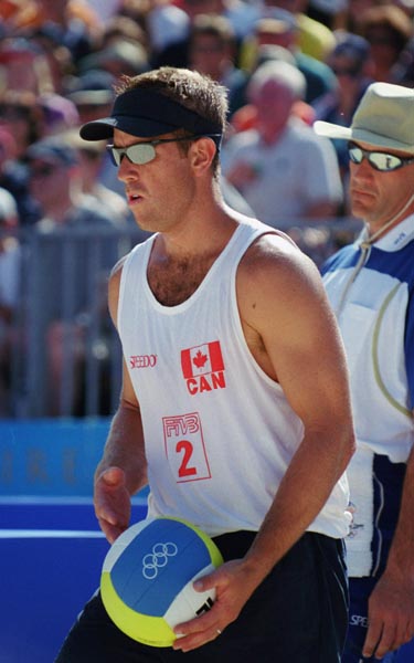 Canada's Mark Heese  in action during a beach volleyball tournament  at the Sydney 2000 Olympic Games. (CP PHOTO/ COA)