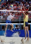 Canada's Jody Holden (left) competes in the beach volleyball event at the Sydney 2000 Olympic Games. (CP PHOTO/ COA)