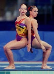 Canada's Claire Carver-Dias and Fanny Letourneau resurface during their synchronized swimming routine at the Sydney 2000 Olympic Games(CP PHOTO/ COA)