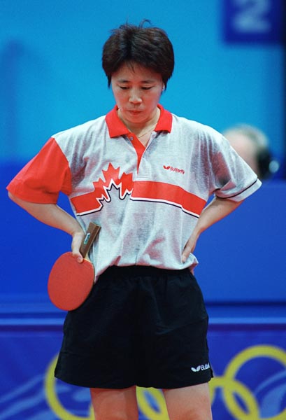 Canada's Lijuan Geng pauses from play at the 2000 Sydney Olympic Games. (Mike Ridewood/CP Photo/ COA)