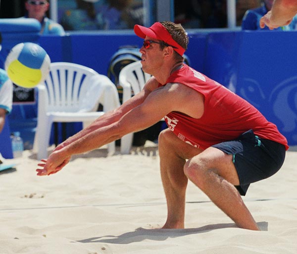 Canada's Mark Heese playing beach volleyball at the 2000 Sydney Olympic Games. (CP Photo/ COA)