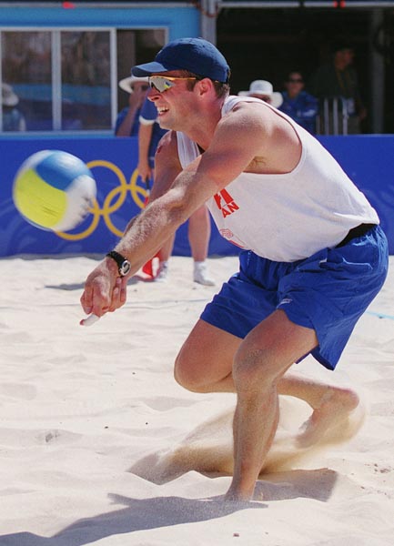 Canada's Jody Holden playing beach volleyball at the 2000 Sydney Olympic Games. (CP Photo/ COA)