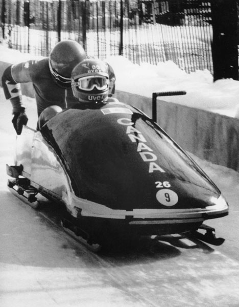 Canada's Robert Wilson and Joe Kilburn compete in the two-men bobsleigh event at the 1980 Lake Placid Winter Olympics. (CP PHOTO/ COA)