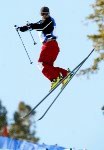 Nicolas Fontaine of Magog, Que. finished sixteenth and failed to qualify for Tuesday's aerials final at Deer Valley, Utah, at the Winter Olympics, Sat., Feb. 16, 2002.  (CP PHOTO/COA/Mike Ridewood)