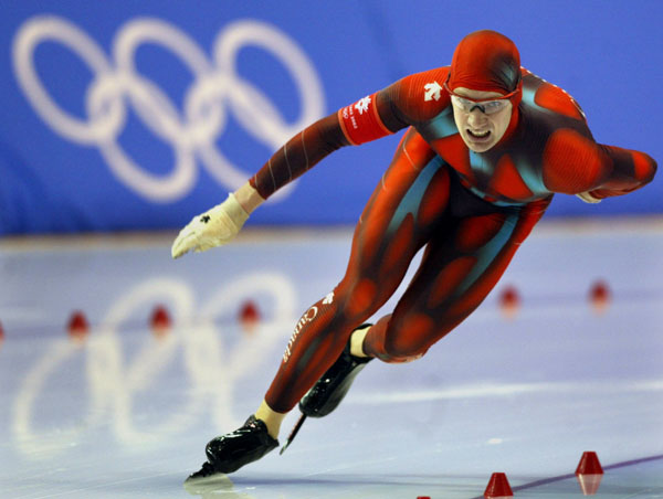 Canadian speed skater Kevin Marshall skates during the Mens 1000 meter in Salt Lake City, Utah Saturday Feb. 16, at the 2002 Winter Olympic Games. (CP Photo/COA/Andre Forget)
