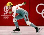 Canada's Sylvie Daigle competes in the short track speed skating event at the 1992 Albertville Olympic winter Games. (CP PHOTO/COA/Ted Grant)
