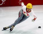Canada's Nathalie Lambert competes in the short track speed skating event at the 1992 Albertville Olympic winter Games. (CP PHOTO/COA/Ted Grant)