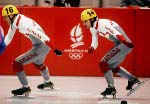 Sylvain Gagnon du Canada participe  une preuve de patinage de vitesse courte piste aux Jeux olympiques d'hiver d'Albertville de 1992. (Photo PC/AOC)