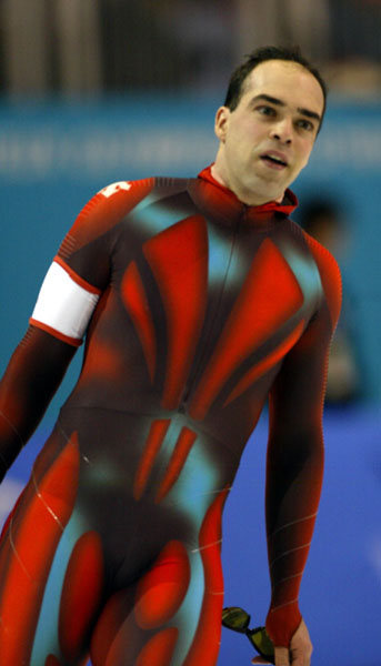 Canadian long-track speed skater Patrick Bouchard gets ready for his 500-metre in Salt Lake City, Utah Tuesday Feb. 12, at the 2002 Olympic Winter Games. (CP Photo/COA/Andre Forget).