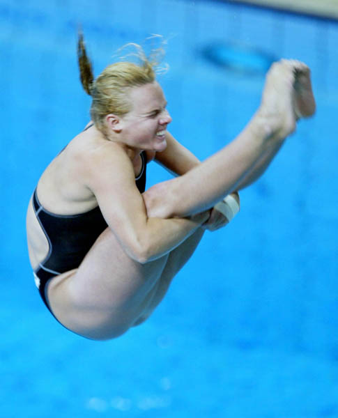 Canada's Blythe Hartley of Montreal was fifth in women's 3 metre springboard final action at the Athens Olympics, Thursday, August 26, 2004.(CP PHOTO)2004(COC-Mike Ridewood)