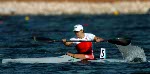 Canada's Caroline Brunet reacts after paddling to a bronze medal during the K1 500m final of the Athens 2004 Summer Olympic Games Saturday, August 28, 2004. (CP PHOTO/COC-Andre Forget)