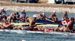Canadian men's eight rowing team row past spectators during the final in Schinias at the 2004 Summer Olympic Games in Athens, Greece, Sunday, August 22, 2004. They went on to place fifth. (CP PHOTO/COC-Andre Forget)