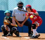 Canada's Jackie Lance gets ready to bat during the preliminary game against Taipei on August 14, 2004 at the Olympic Games in Athens.  (CP PHOTO)2004(COC-Mike Ridewood)