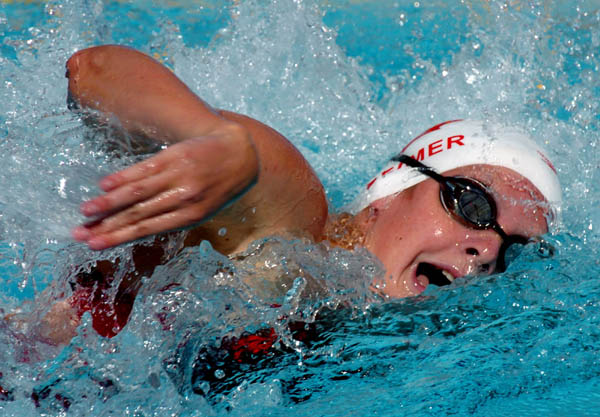 Canada's Brittany Reimer of Victoria swims in her 800-metre freestyle heat at the 2004 Summer Olympic Games in Athens, Greece, Thursday, August 19, 2004. Reimer failed to advance to the next round. (CP PHOTO/COC/Andre Forget)