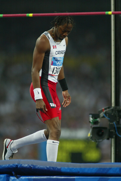 Canada's Mark Boswell of Brampton, Ont. finished seventh in the men's high jump final in track and field action at the Athens Olympics, Sunday, Aug. 22, 2004. (CP PHOTO/COC-Mike Ridewood)