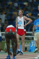 Canada's Kevin Sullivan (#132) of Brantford, Ont. failed to qualify in the men's 1500 metres in track and field action at the Athens Olympics, Sunday, August 22, 2004.(CP PHOTO/COC-Mike Ridewood)