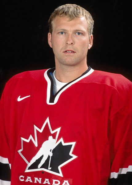 Canada's Martin Brodeur, part of the men's hockey team at the 2002 Salt Lake City Olympic winter  games. (CP Photo/COA)