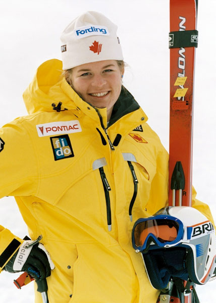 Canada's Emily Brydon, part of the alpine ski team at the 2002 Salt Lake City Olympic winter  games. (CP Photo/COA)